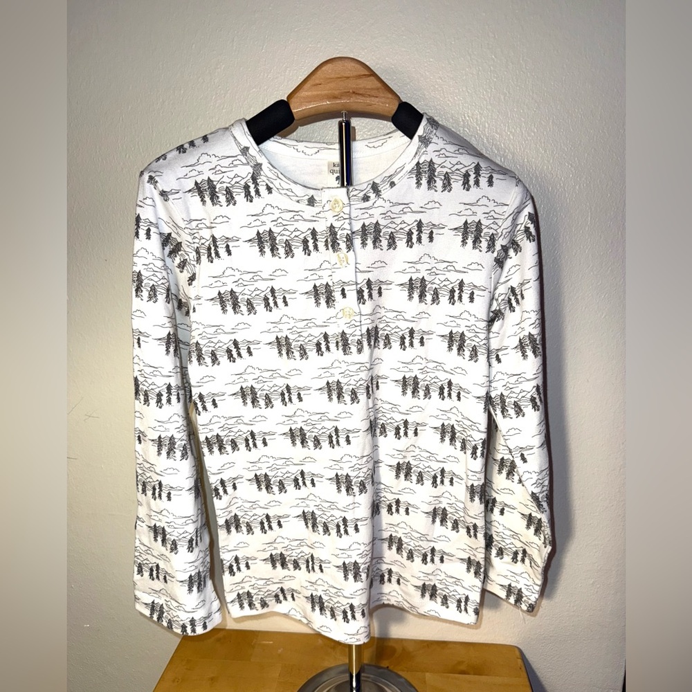 Kate Quinn Organics girls tree print long sleeve top, size 8, EUC